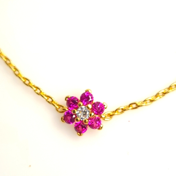 Kate Spade Myosotis Flower Bracelet in Pink + Gold Dainty Delicate Jewel… - Picture 6 of 14